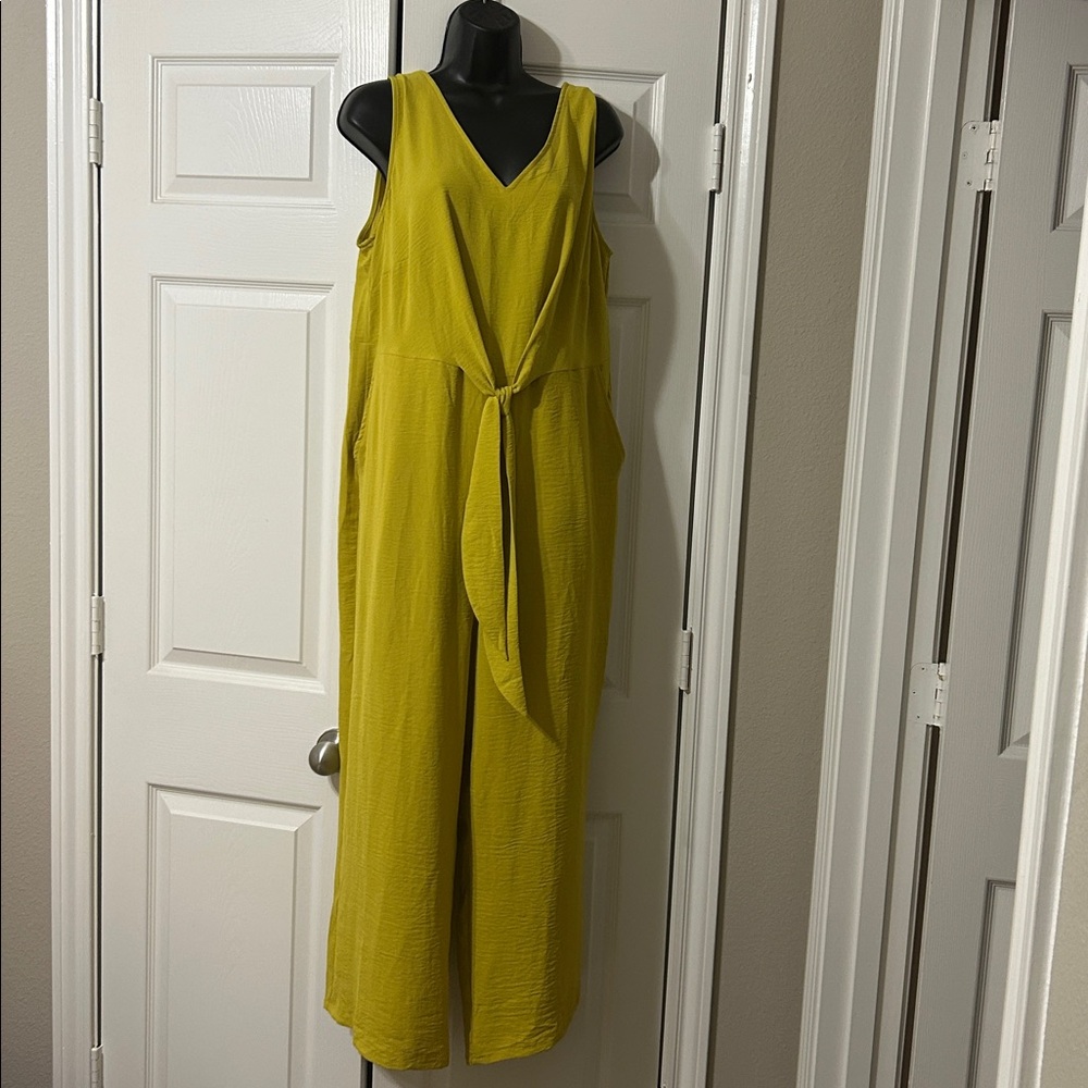 MSK Chartreuse Sleeveless Jumpsuit.